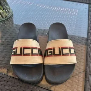 Gucci | Shoes | Gucci Pursuit Stripe Slides White W Blue Red  display picture 1